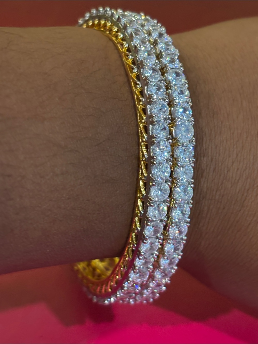 Elegant Gold Crystal Tennis Bracelet - Classic Women's Jewelry